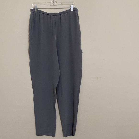 Diane Milgan Gray Pants trouser silk pull on elastic waist lagenlook soft M Y2K - Picture 3 of 7